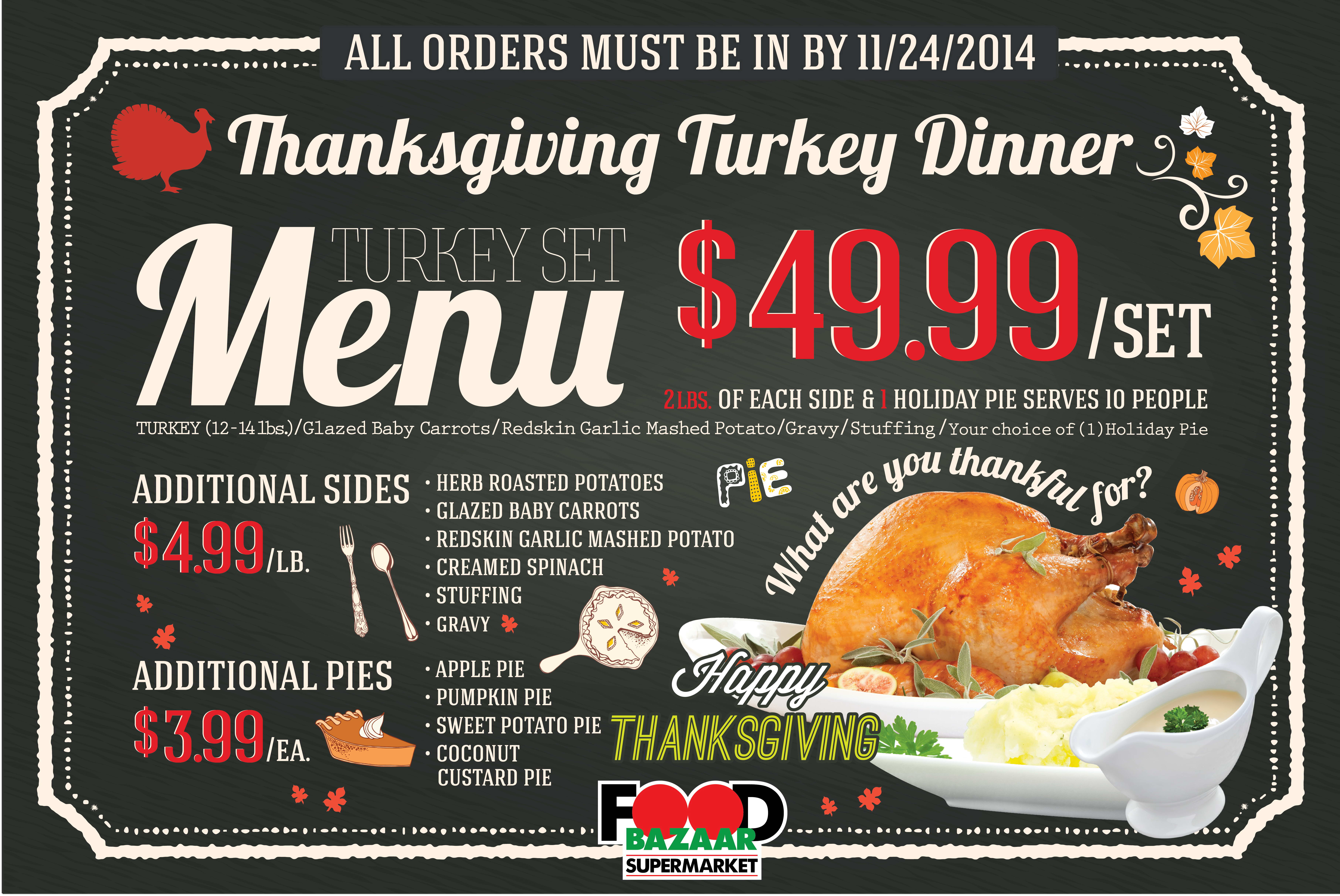 Thanksgiving Dinner Menu Banner Food Bazaar Supermarket