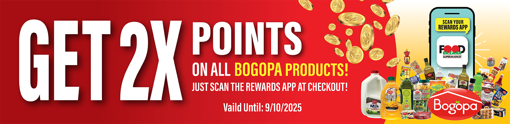 Get 2X points on all Bogopa products!