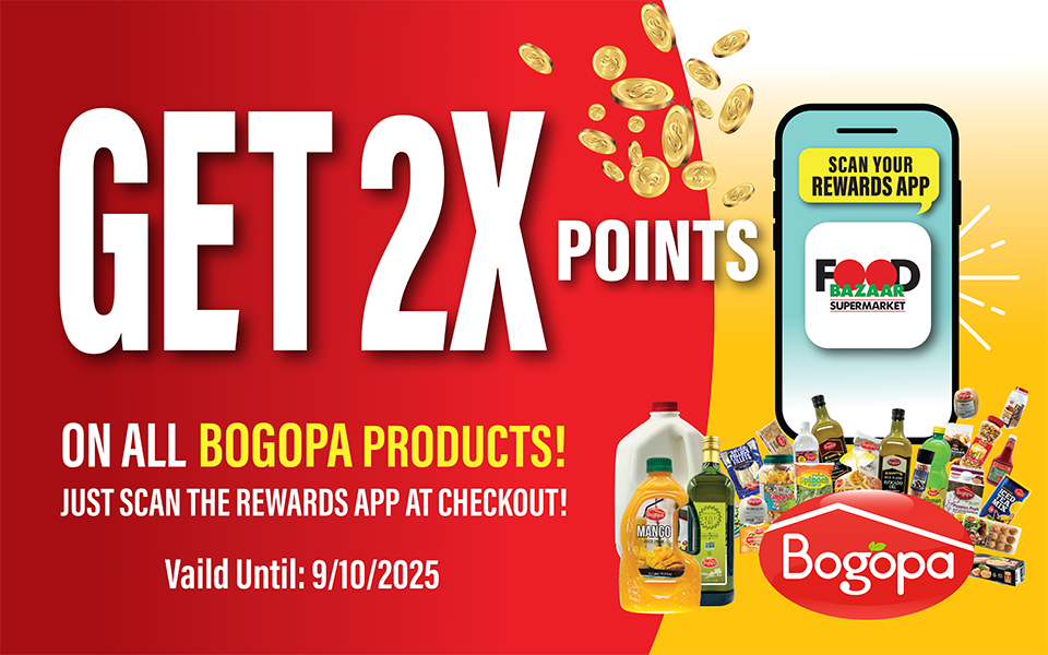 Get 2X points on all Bogopa products!